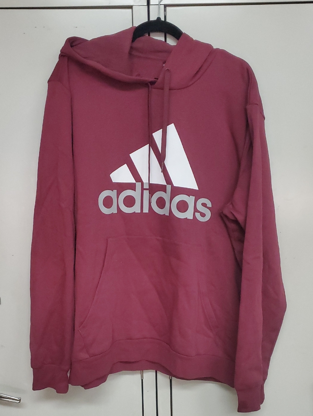 adidas Burgundy Pullover Hoodie with White Logo